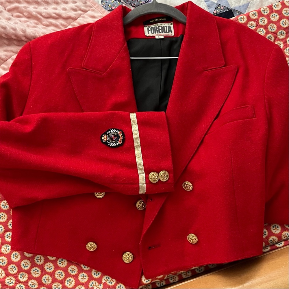 Forenza Vintage Cropped Military Red with Gold accents and original buttons